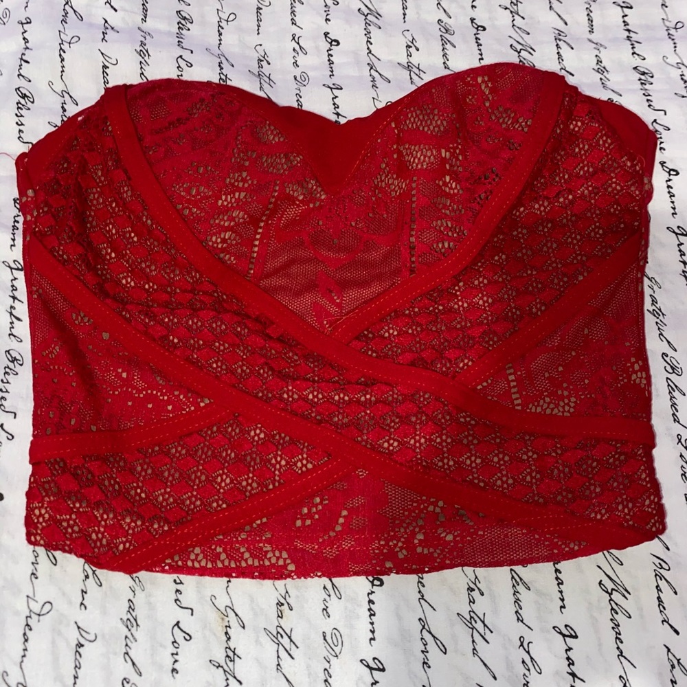 Red crop top with zipper